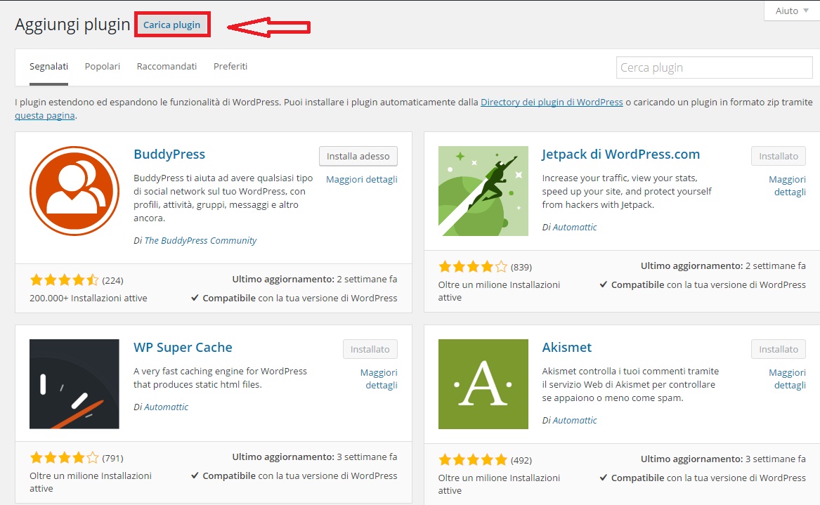 installare un plugin su wordpress