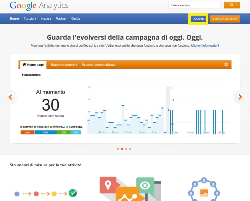 accedi google analytics