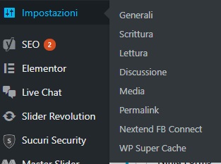 Facebook Connect impostazioni