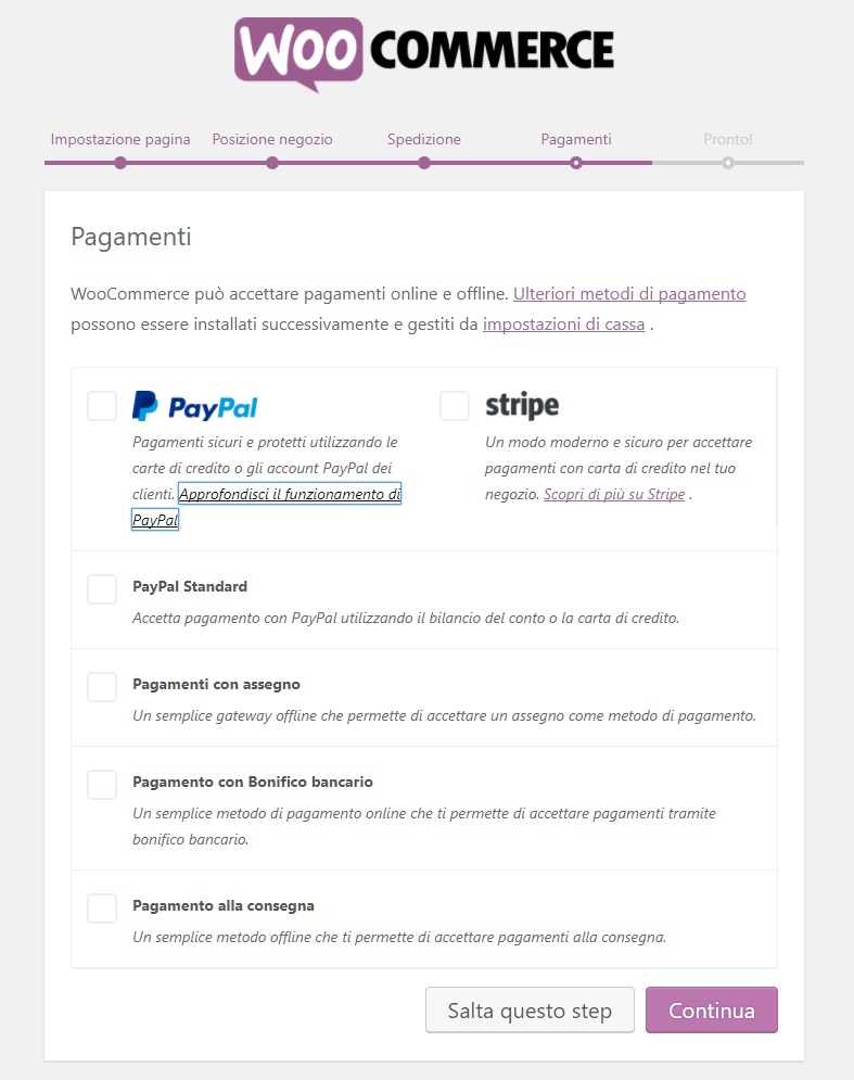 pagamenti wizard woocommerce 